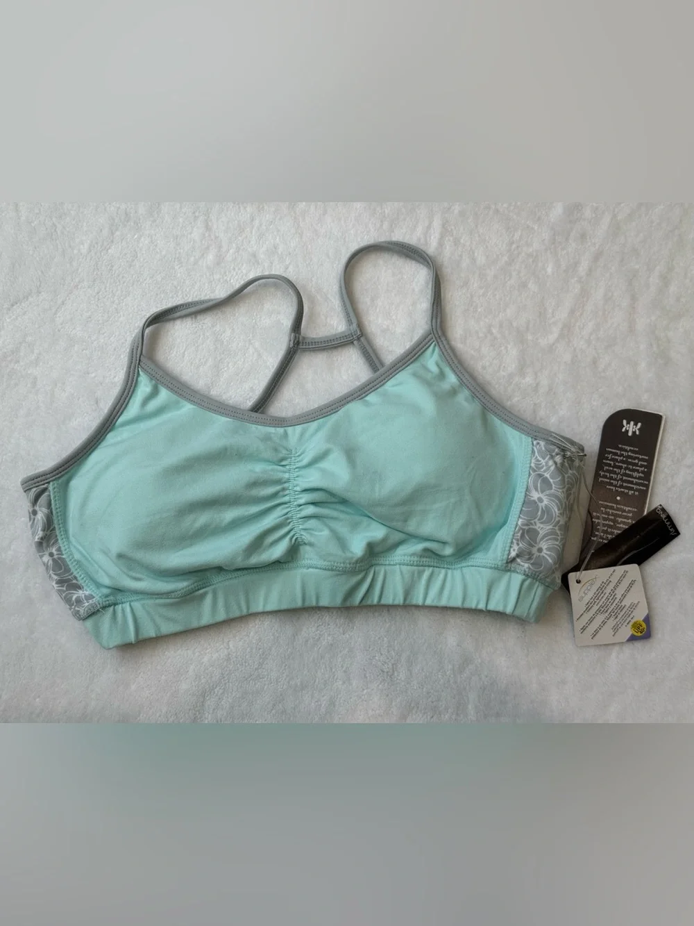 Bundle 4 NWT Exercise Bra Tops Large White Blue Green Women's Stretch Tops